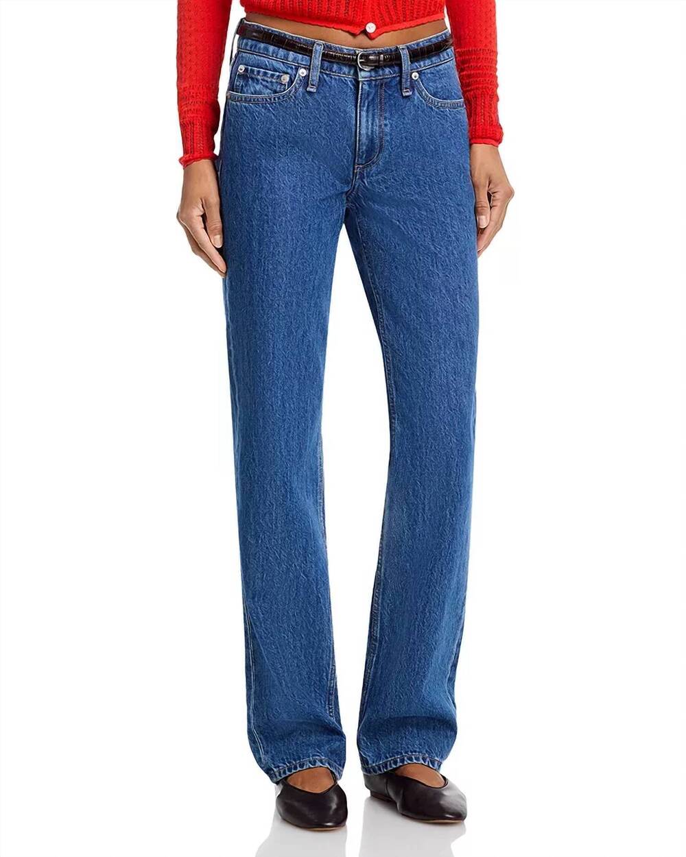 NEW RAG & BONE harlow low rise full straight jeans in park